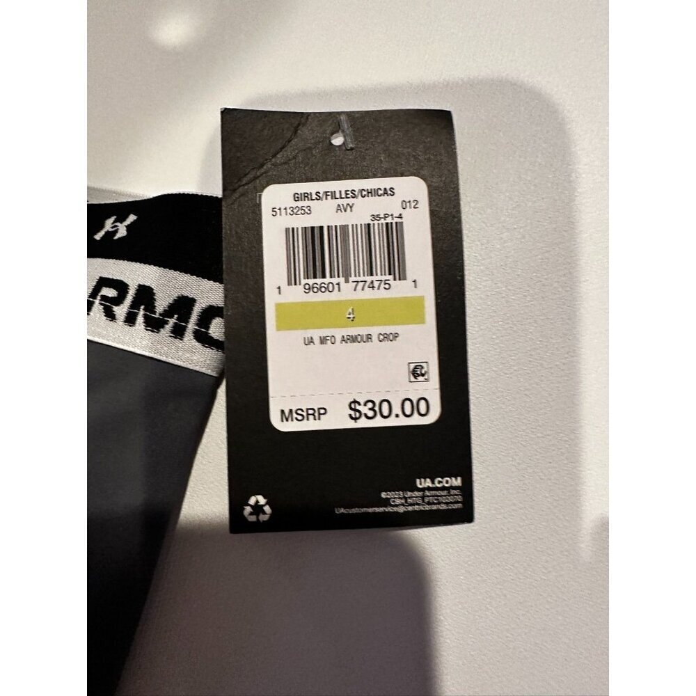 NWT Girl's Youth Under Armour UA Cropped FITTED Leggings Size 4 MSRP $30 - Picture 2 of 7